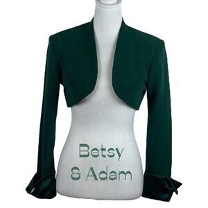 Betsy & Adam Green Rhinestone Party Evening Chic Bolero Shrug Jacket NWT Size 6